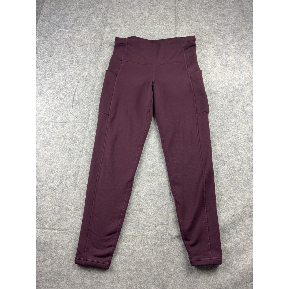 Athleta Altitude Stash Tight In Polartec Powerstretch Legging Burgundy‎ Womens S